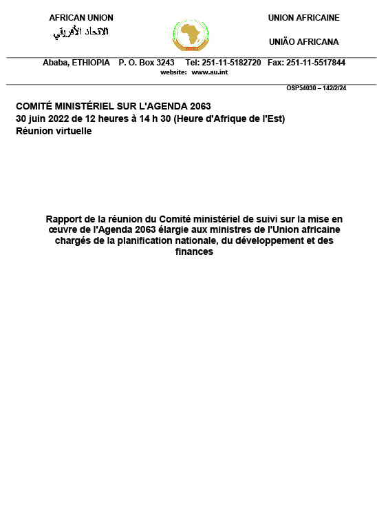 Ministerial Follow-up Committee Report on Agenda 2063: French