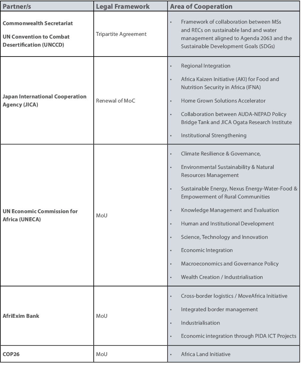 Resource Mobilisation and Partnerships table