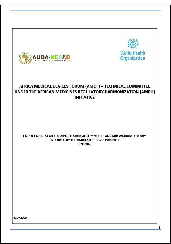 Africa Medical Devices Forum (AMDF) - Technical Committee under the AMRH Initiative