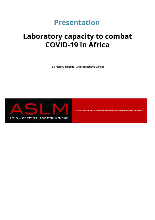 13 April Webinar Presentation: Laboratory capacity to combat COVID-19 in Africa
