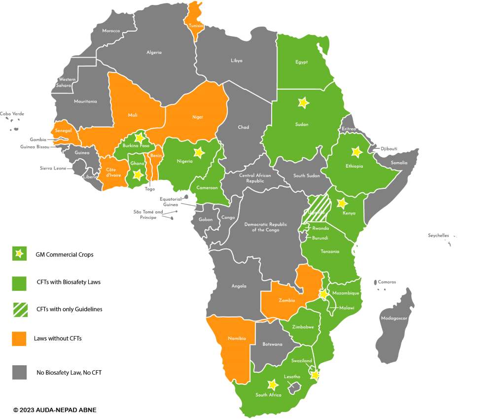Map of Biotechnology Regulatory Status in Africa