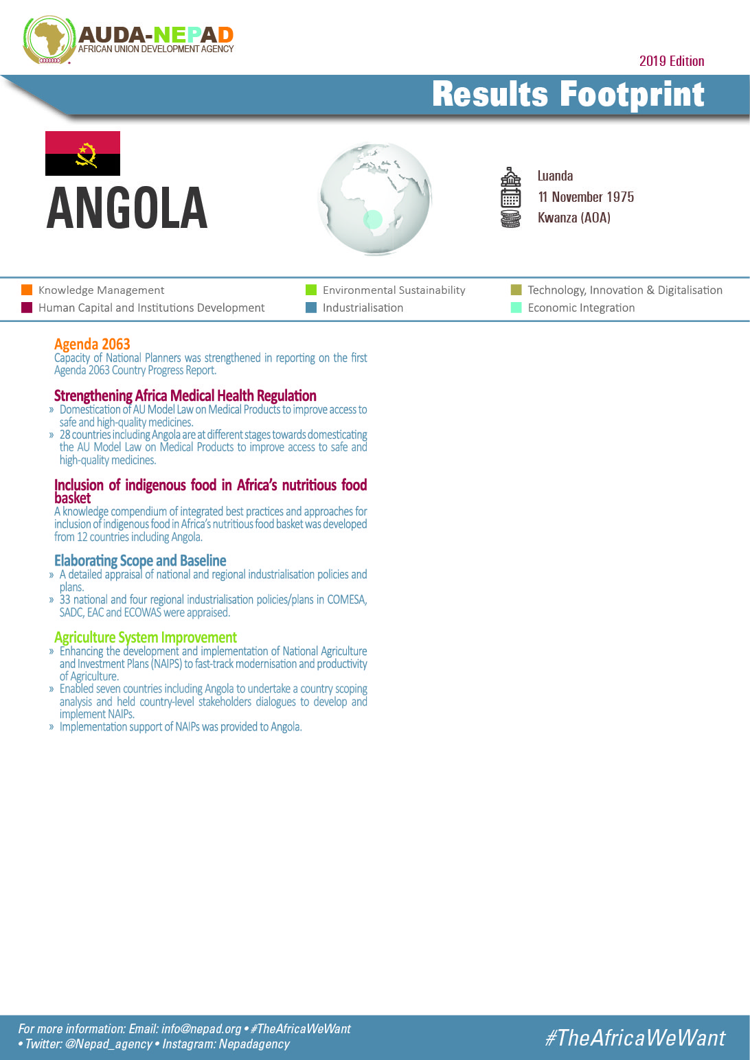 2019 AUDA-NEPAD Footprint: Country Profiles: Angola