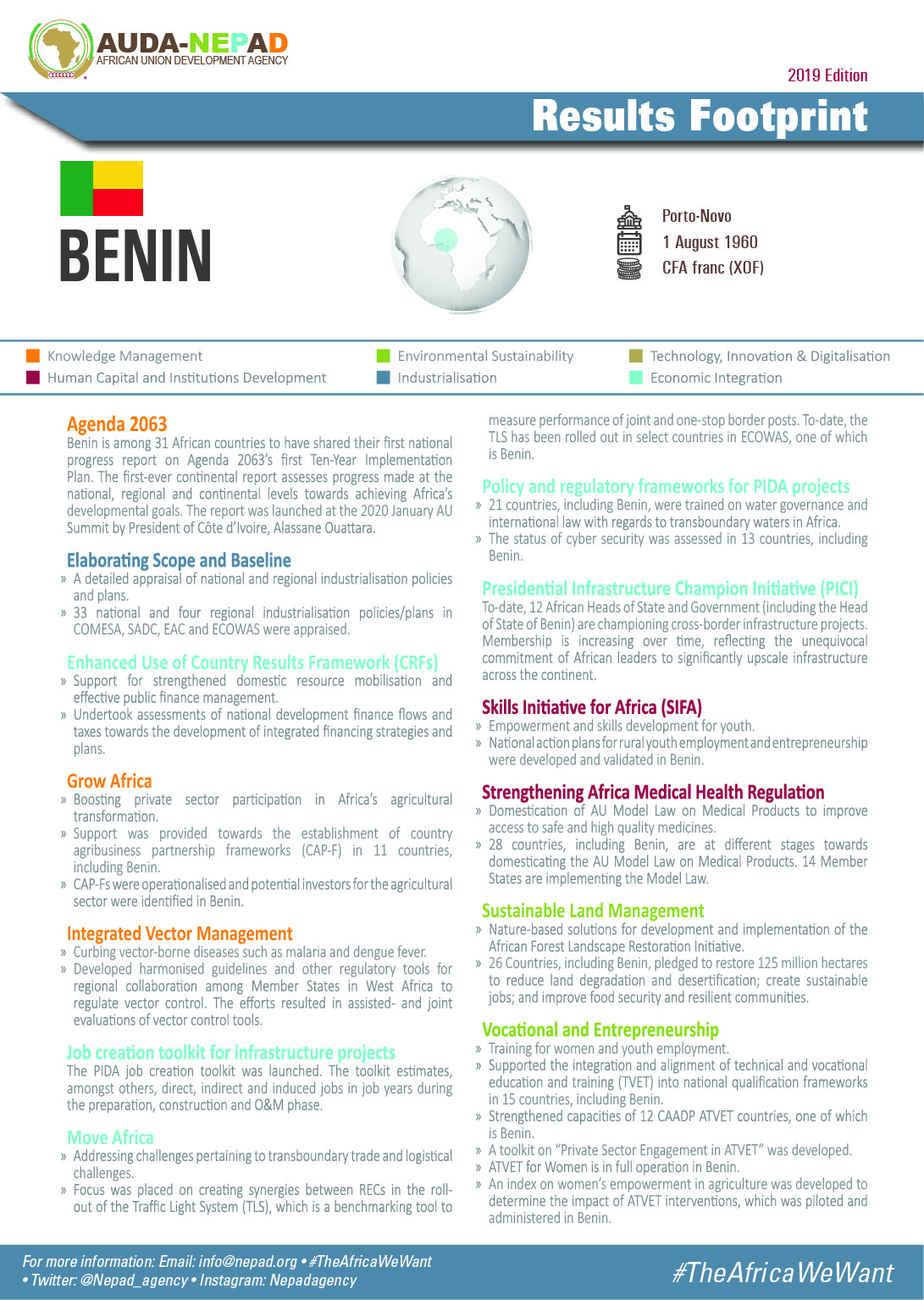 2019 AUDA-NEPAD Footprint: Country Profiles: Benin