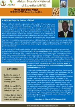 Africa Biosafety Watch – October to December 2014 Newsletter