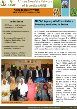 Africa Biosafety Watch – April to June 2015 Newsletter