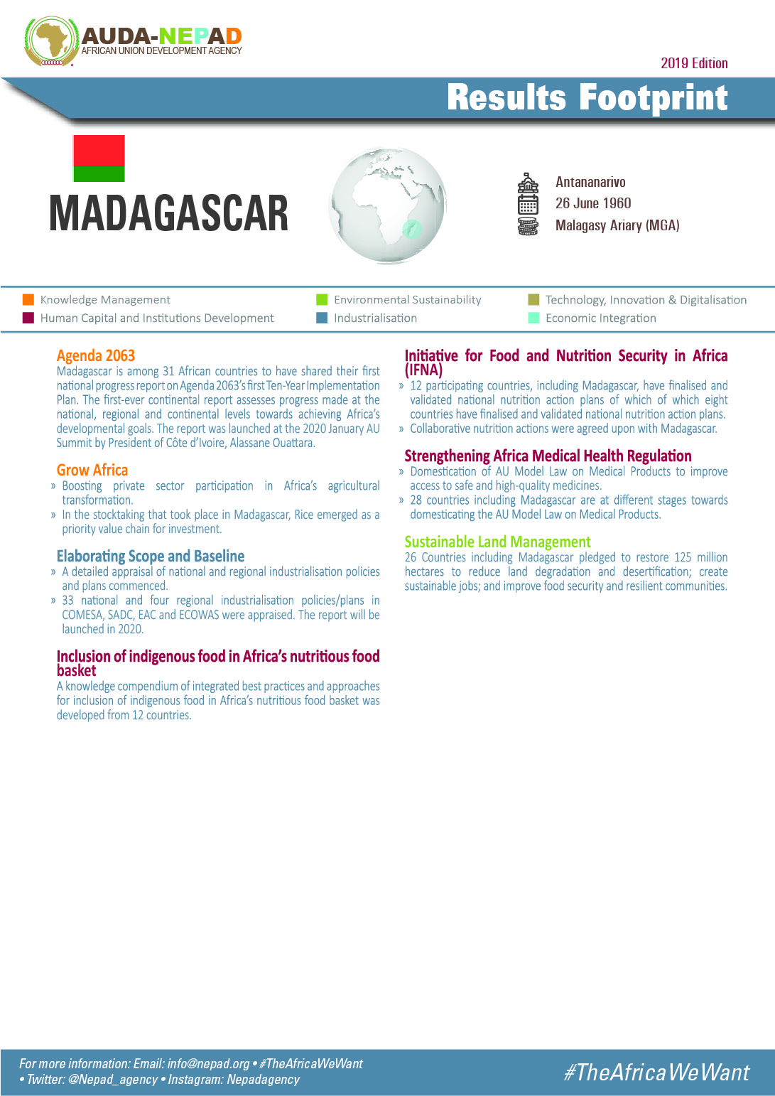 2019 AUDA-NEPAD Footprint: Country Profiles: Madagascar