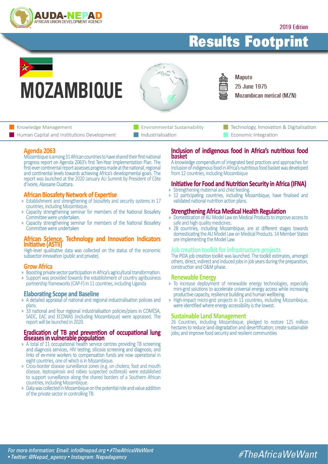 2019 AUDA-NEPAD Footprint: Country Profiles: Mozambique