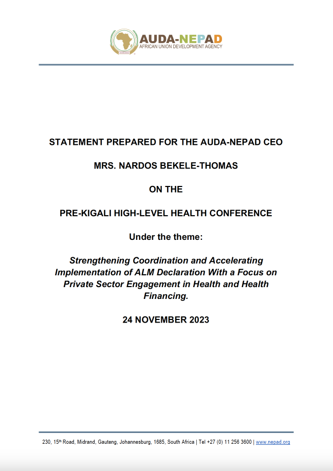 Statement of the AUDA-NEPAD CEO  Mrs. Nardos Bekele-Thomas