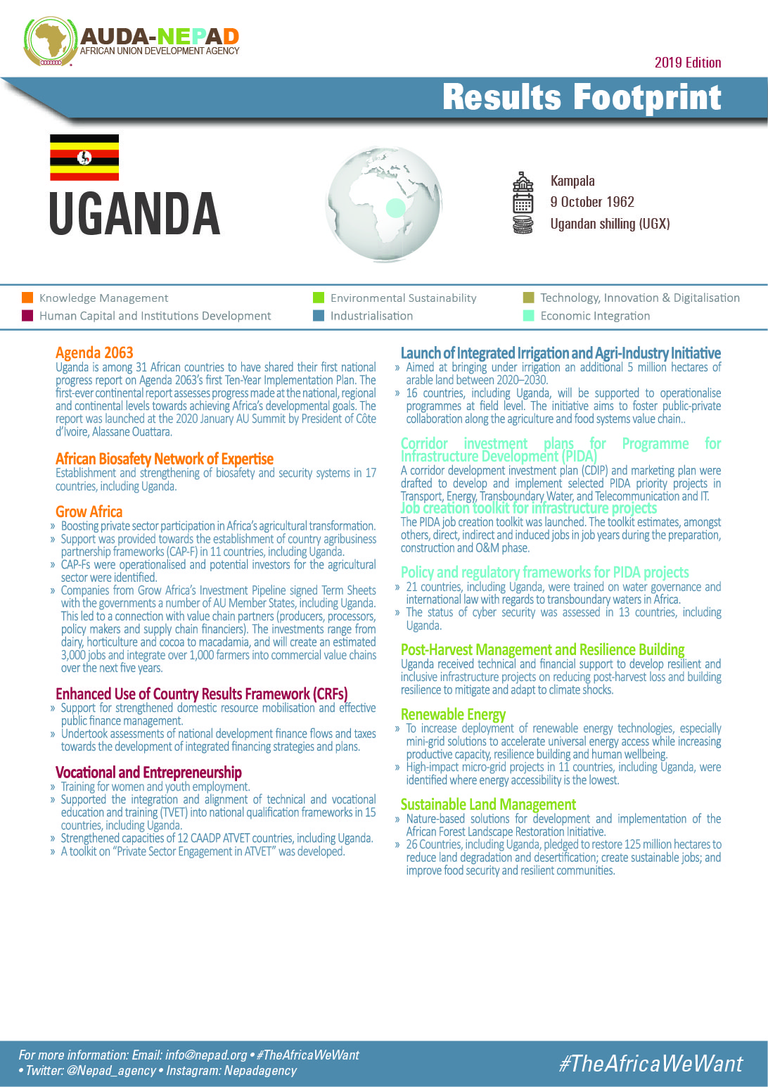 2019 AUDA-NEPAD Footprint: Country Profiles: Uganda