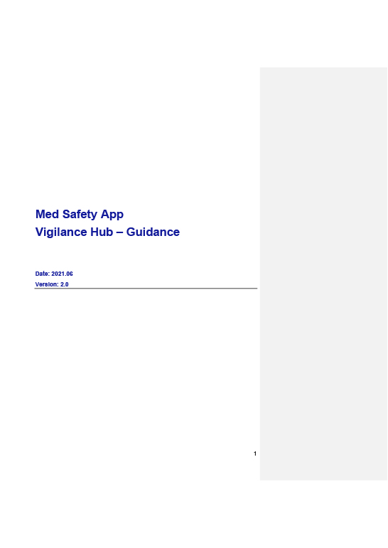 Med Safety App Vigilance Hub: Guidance notes