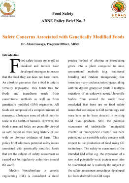 Safety Concerns Associated with Genetically Modified Foods