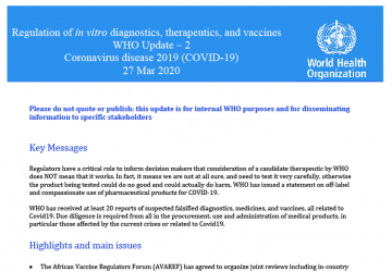 WHO Update 2 Regulation: Coronavirus Disease