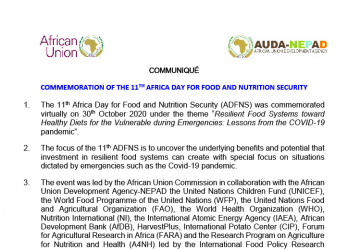 Communiqué: Commemoration of the 1th Africa Day for Food and Nutrition Security