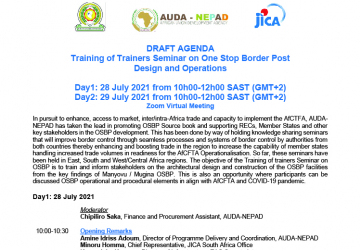 Agenda: Training of Trainers Seminar on One Stop Border Post Design and Operations