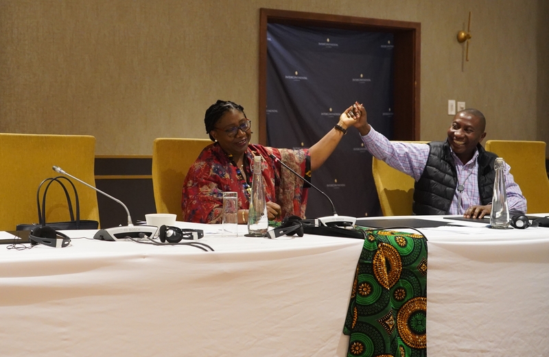 Mrs Estherine Lisinge-Fotabong and Dr Godfrey Bahiigwa officially closing the Post-Malabo TWG Workshop 